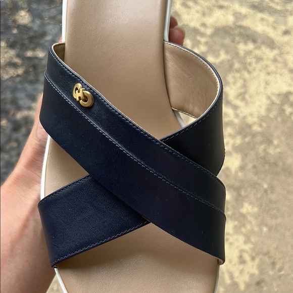Like new Cole Haan Blue and Cream Platform Sandals - Picture 5 of 13